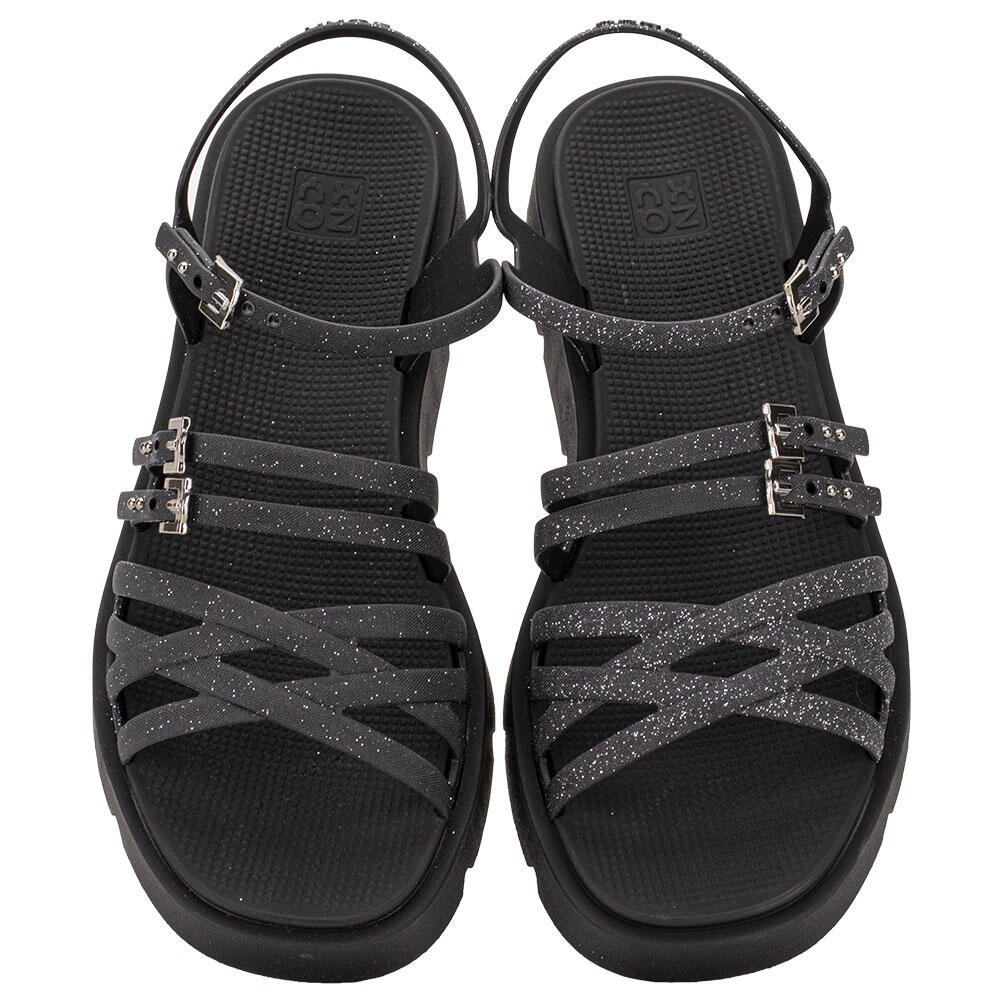 SANDÁLIA FEMININA FLAT SPARKLE ZAXY 19027  Preto 5