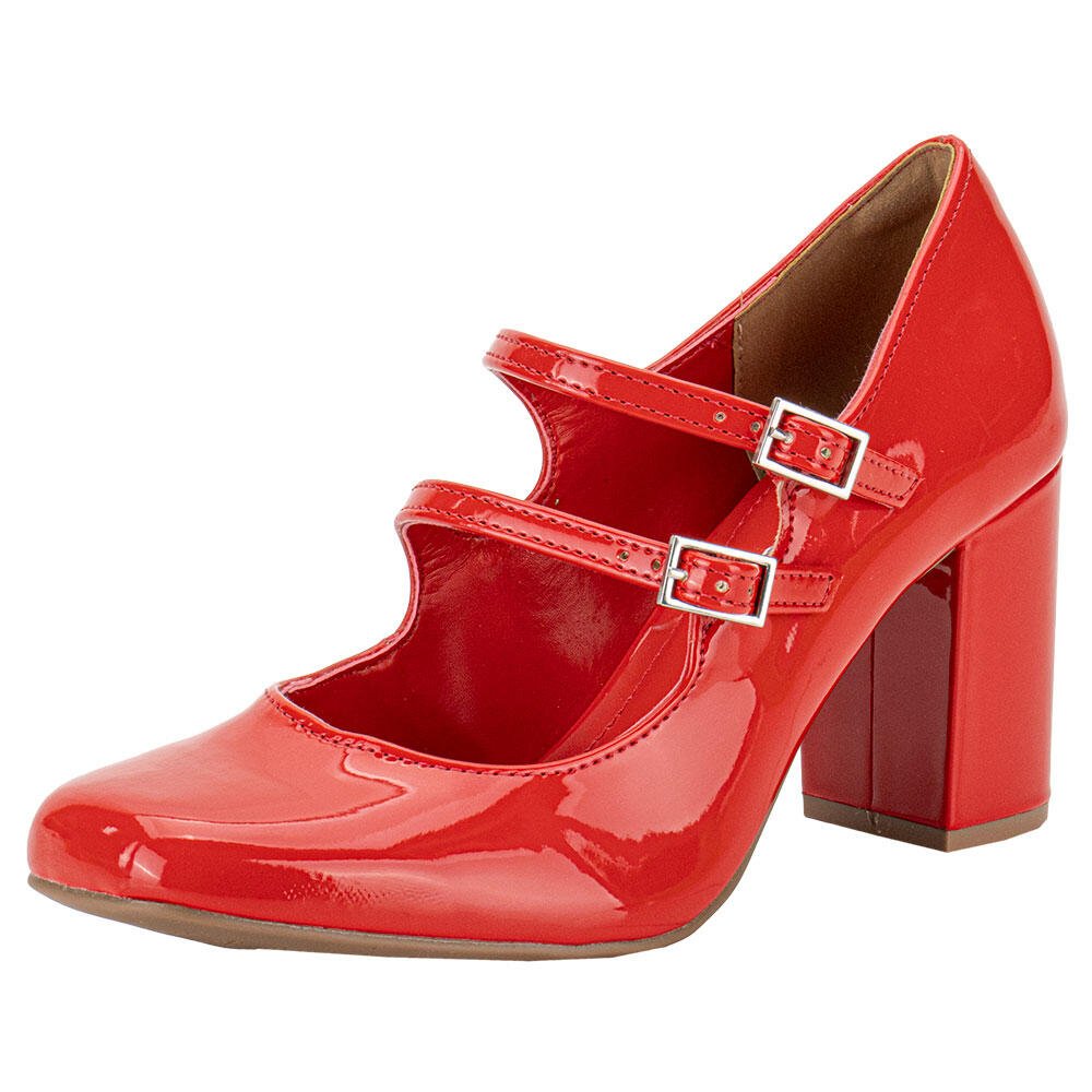 SAPATO FEMININO SALTO GROSSO VIA MARTE 062002 Vermelho