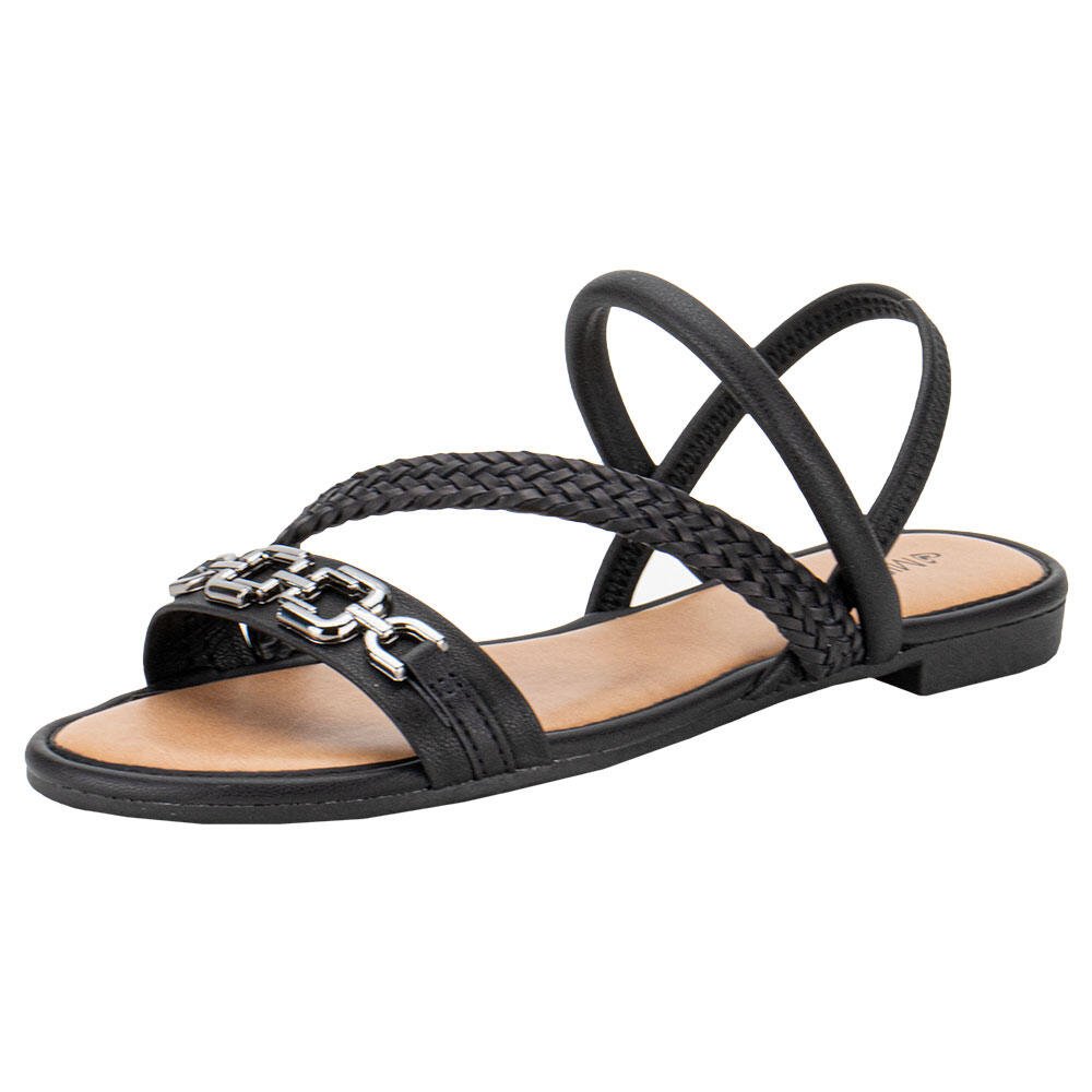 SANDÁLIA FEMININA FLAT MISSISSIPI MB393 Preto 1