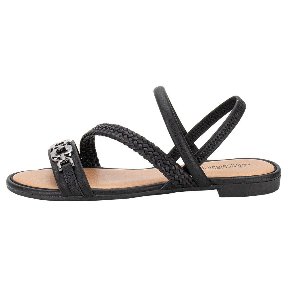 SANDÁLIA FEMININA FLAT MISSISSIPI MB393 Preto 2