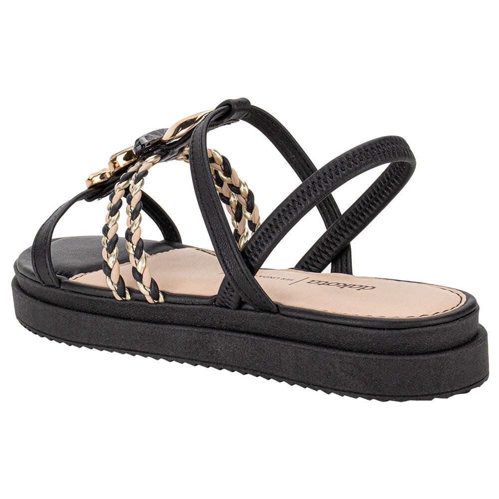 SANDÁLIA FEMININA FLAT DAKOTA Y7635  Preto 3