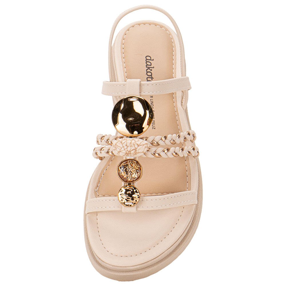 SANDÁLIA FEMININA FLAT DAKOTA Y7635  Bege 5