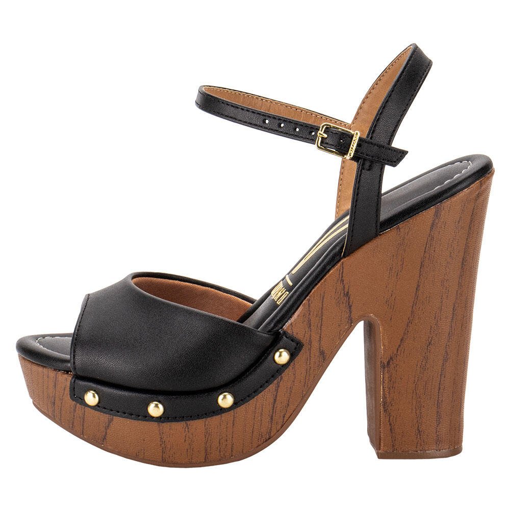 SANDÁLIA FEMININA MEIA PATA VIZZANO 6281847  Preto/Camel 2