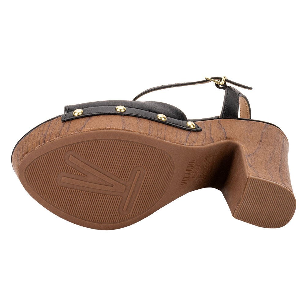 SANDÁLIA FEMININA MEIA PATA VIZZANO 6281847  Preto/Camel 4