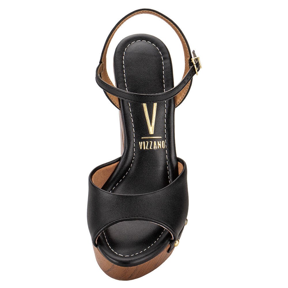 SANDÁLIA FEMININA MEIA PATA VIZZANO 6281847  Preto/Camel 5