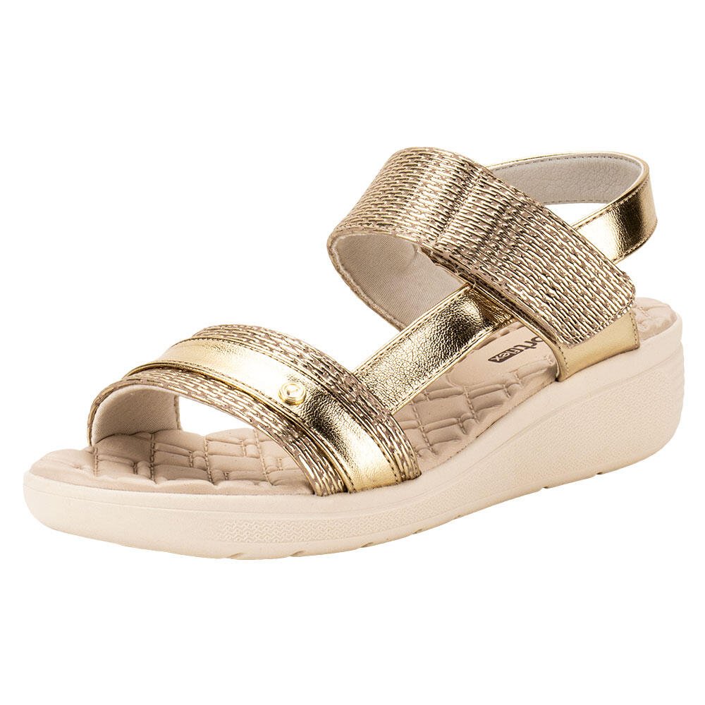 SANDÁLIA FEMININA ANABELA COMFORTFLEX 2488404 Dourado 1