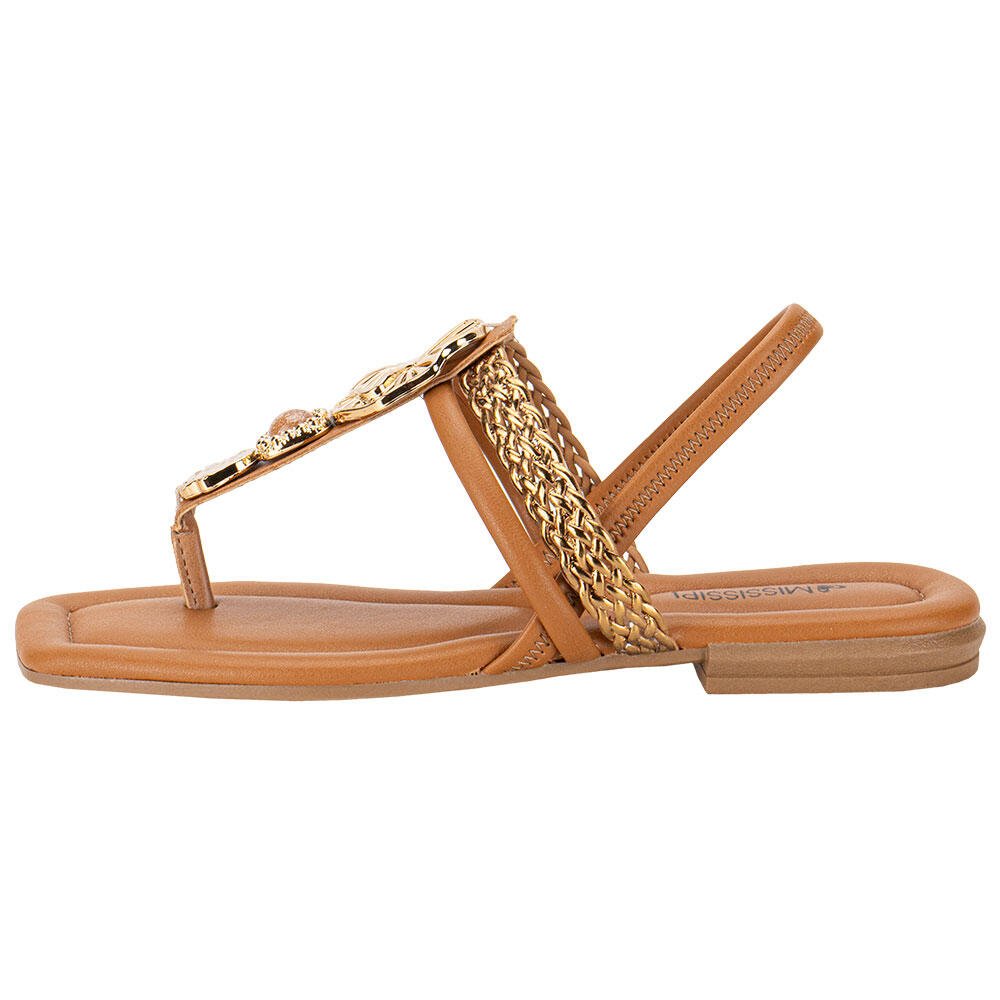 SANDÁLIA FEMININA FLAT MISSISSIPI MC311  Marrom 2