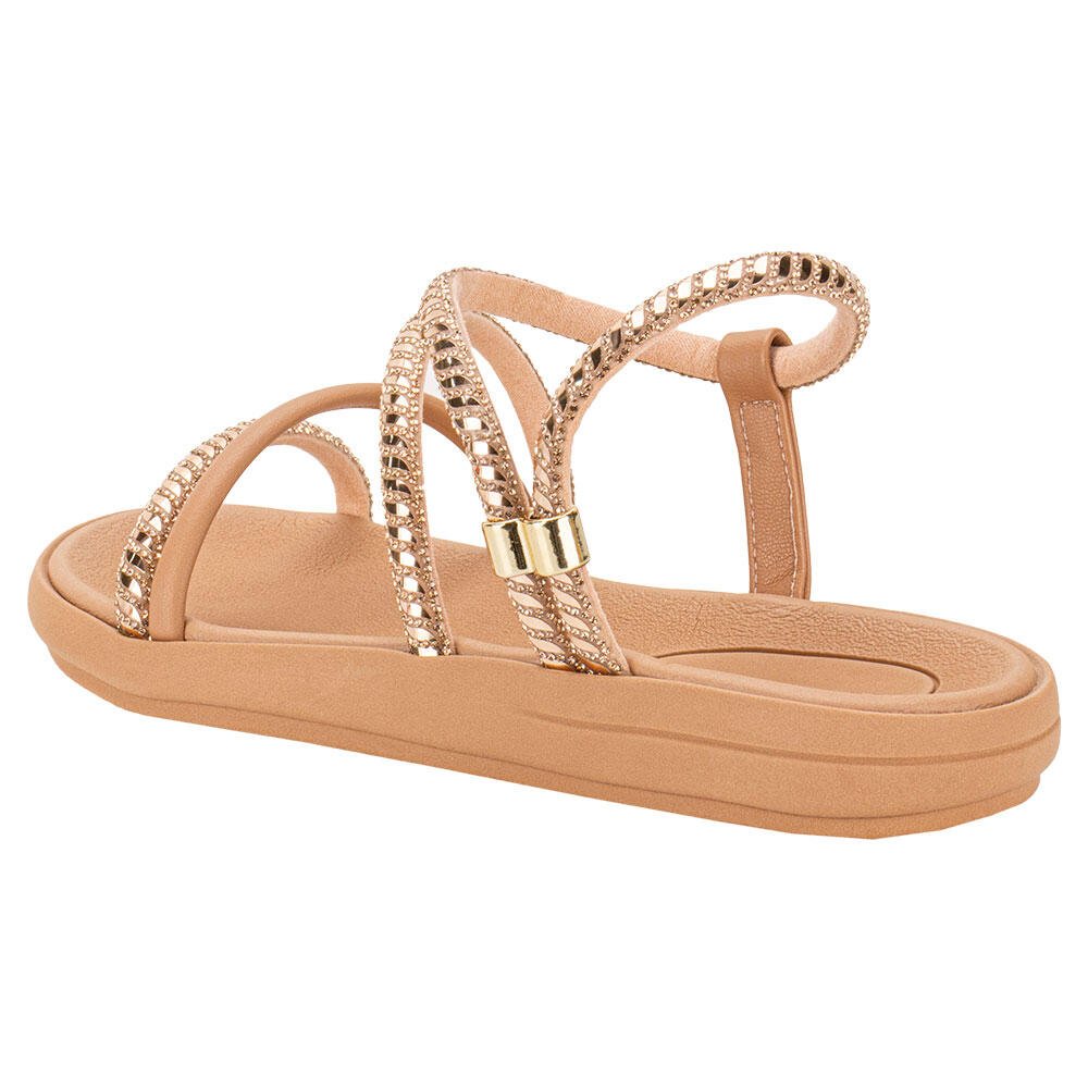 SANDÁLIA FEMININA FLAT MOLECA 5525104  Dourado 3