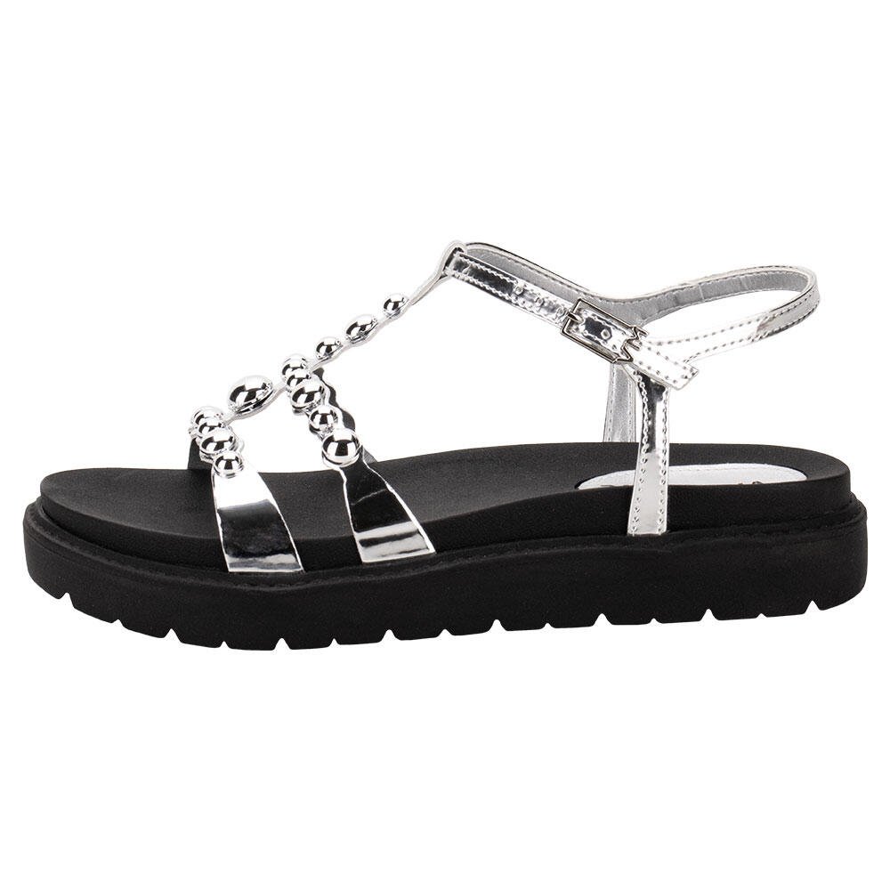 SANDÁLIA FEMININA FLAT VIA MARTE 176010  Prata 2