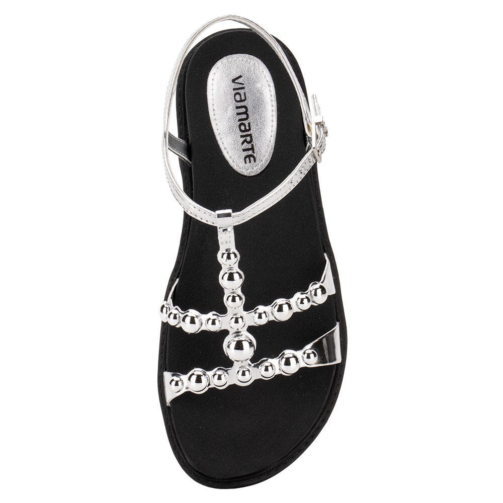 SANDÁLIA FEMININA FLAT VIA MARTE 176010  Prata 5