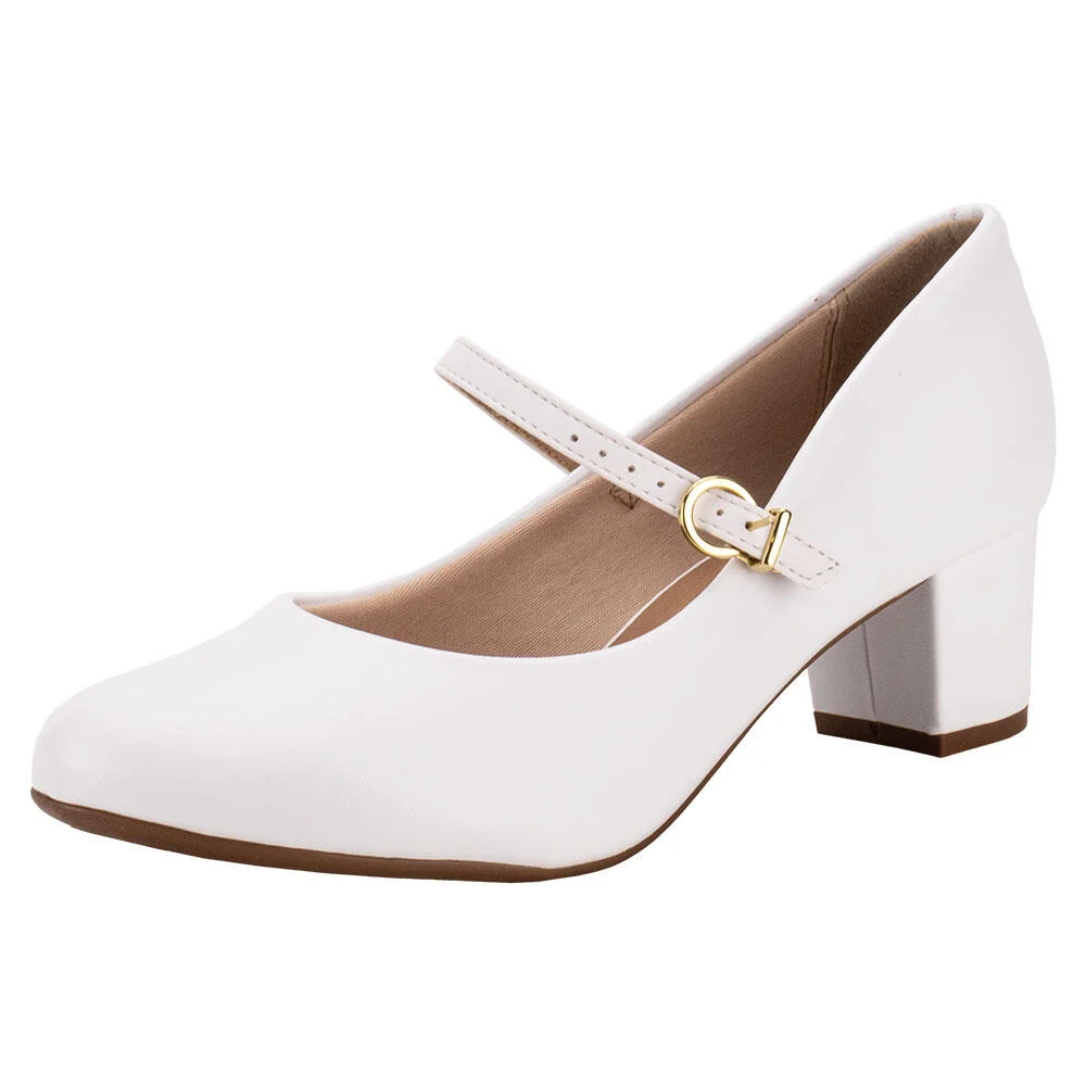SAPATO FEMININO SALTO GROSSO BEIRA RIO 4777475 Branco 1