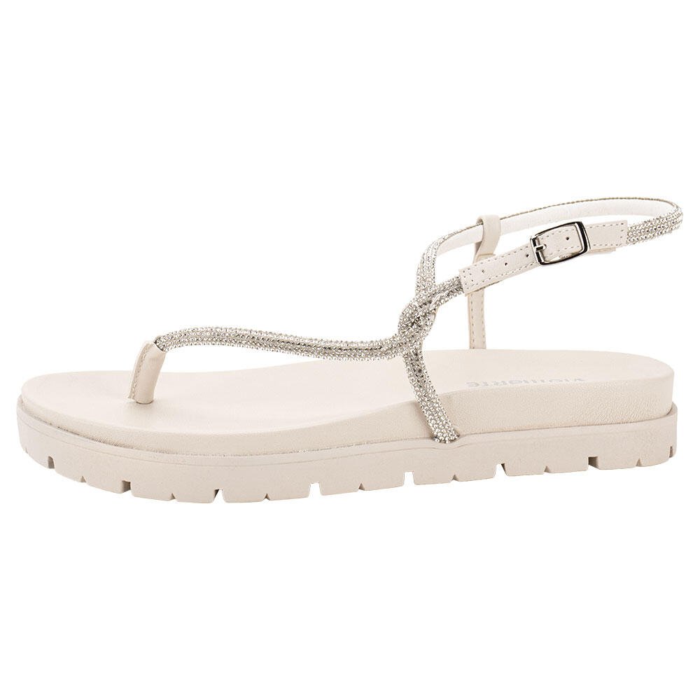 SANDÁLIA FEMININA FLAT VIA MARTE 102008  Bege 2