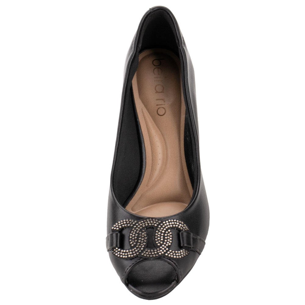 PEEP TOE FEMININO SALTO GROSSO BEIRA RIO 4777498  Preto 5