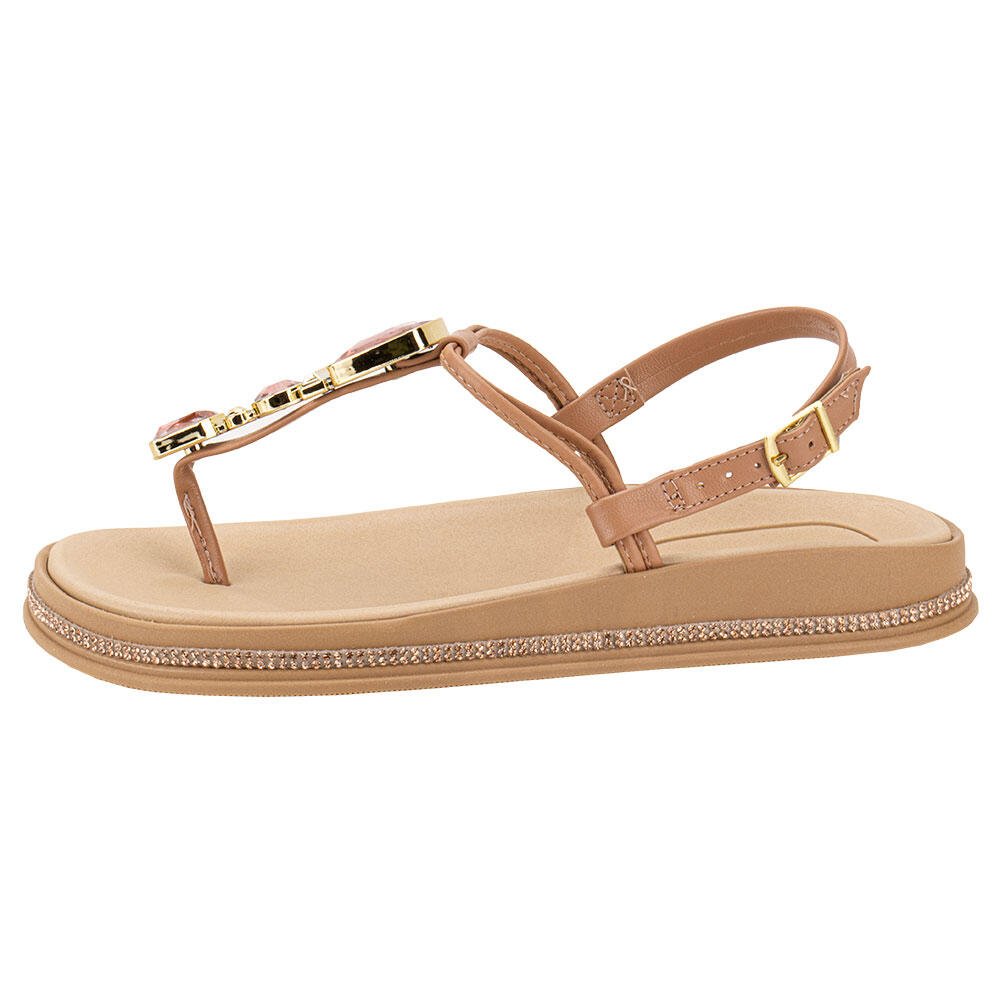 SANDÁLIA FEMININA FLAT MOLECA 5509204  Camel 2