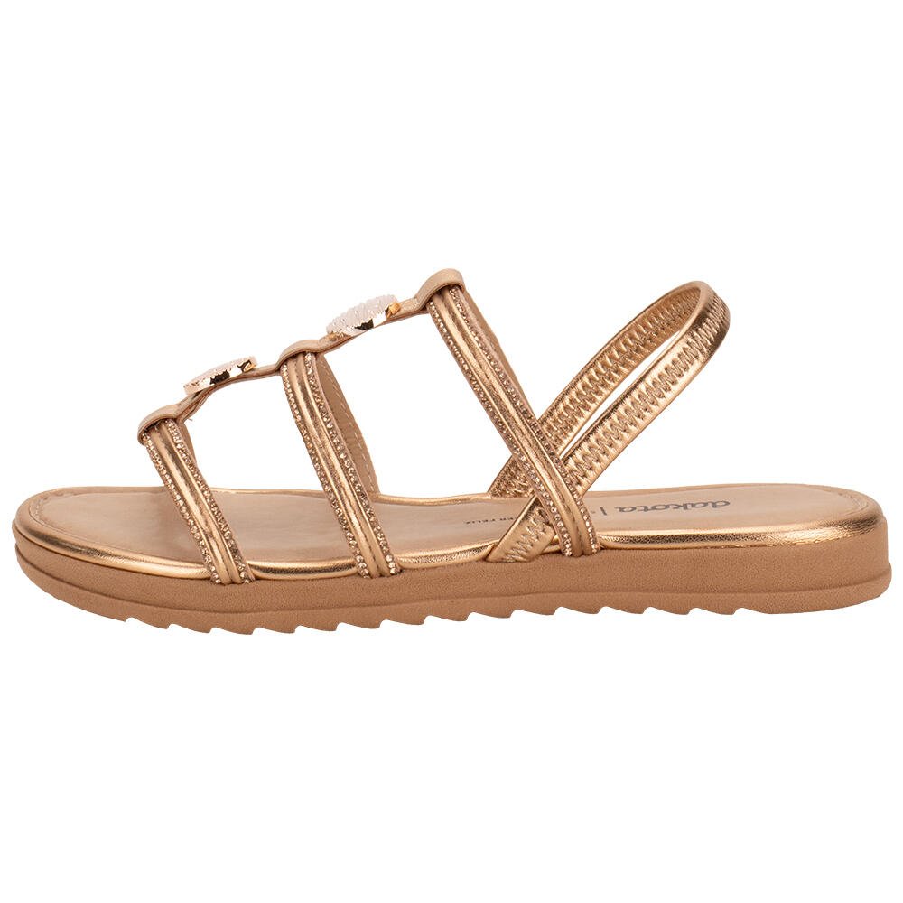 SANDÁLIA FEMININA FLAT DAKOTA Y7571  Ouro/Rosado 2