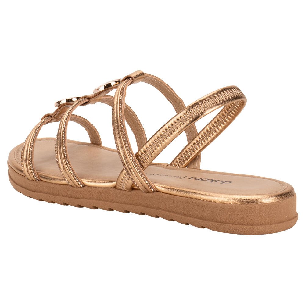 SANDÁLIA FEMININA FLAT DAKOTA Y7571  Ouro/Rosado 3