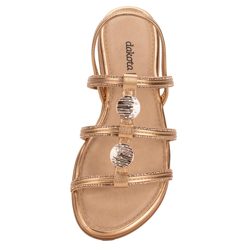 SANDÁLIA FEMININA FLAT DAKOTA Y7571  Ouro/Rosado 5