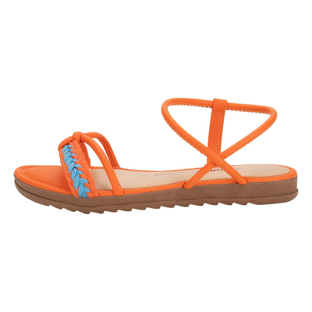 SANDÁLIA FEMININA FLAT DAKOTA Y7471  Laranja 2