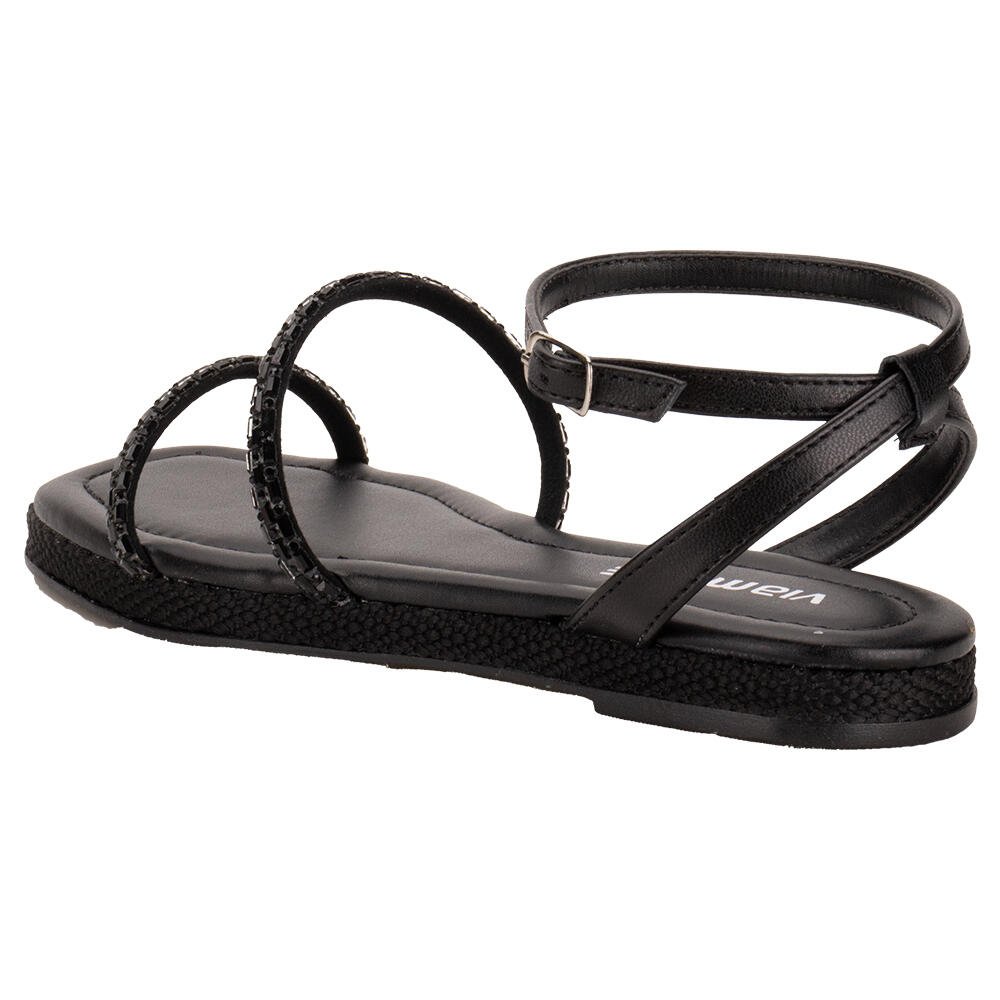 SANDÁLIA FEMININA FLAT VIA MARTE 110007  Preto 3
