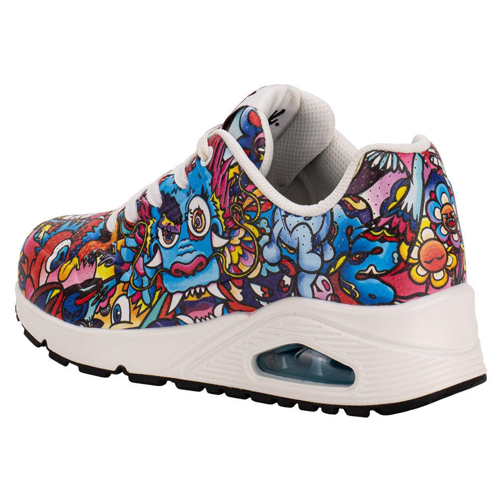 TÊNIS FEMININO UNO COLOR DOODLE SKECHERS 177973  Branco/Rosa 3