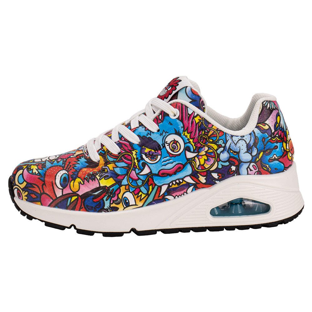 TÊNIS FEMININO UNO COLOR DOODLE SKECHERS 177973  Branco/Rosa 5