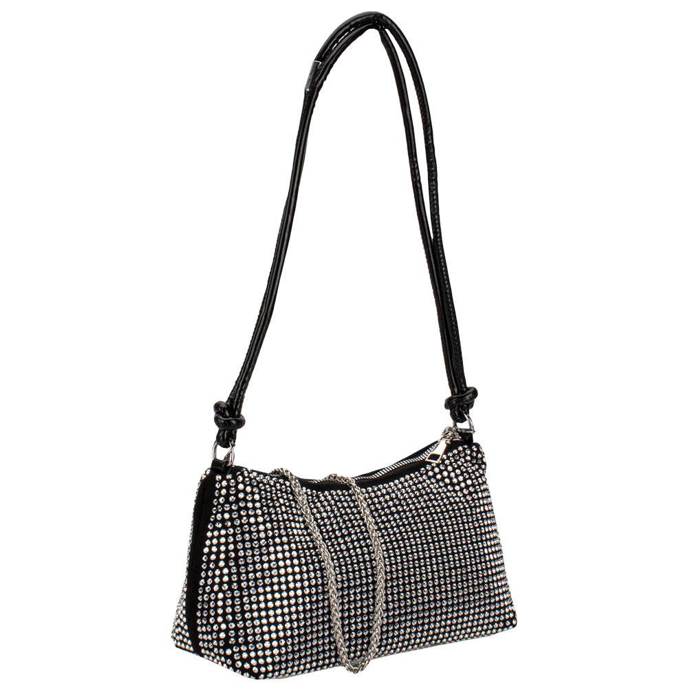 BOLSA FEMININA TRANSVERSAL H.E XY001 Preto/Prata 3