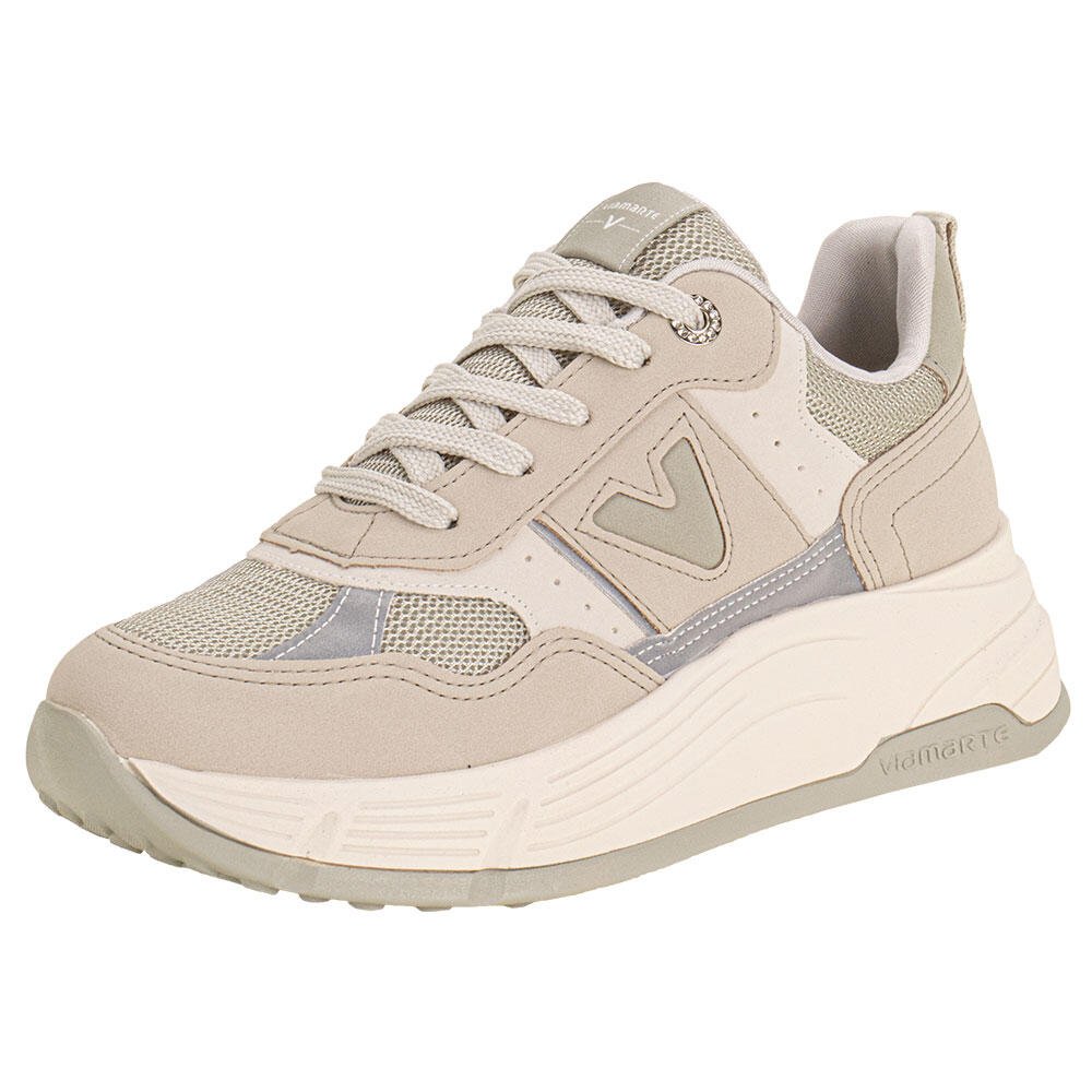 TÊNIS FEMININO CASUAL VIA MARTE 229001 Cinza/Verde