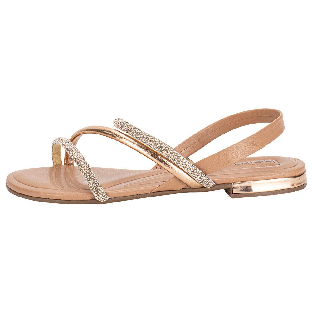 SANDÁLIA FEMININA FLAT BEIRA RIO 8263969 Ouro/Rosado 2