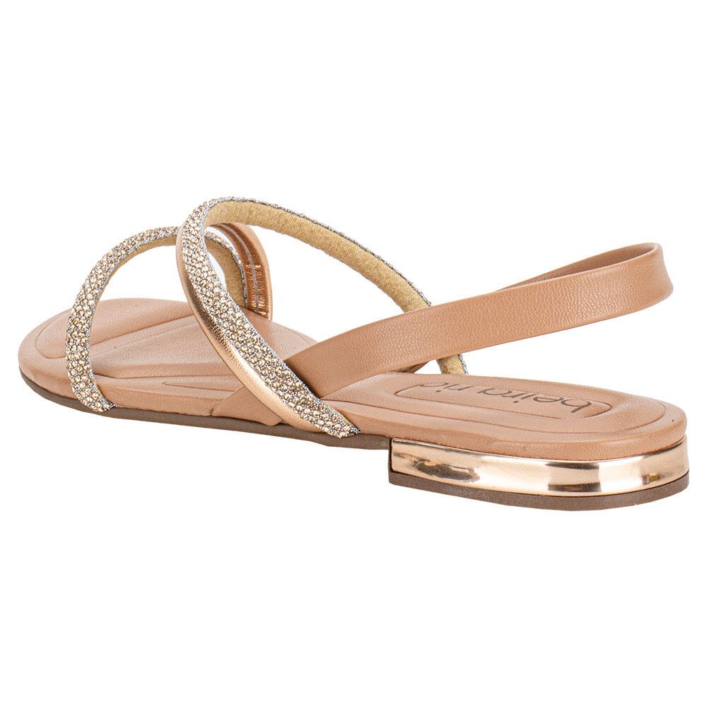 SANDÁLIA FEMININA FLAT BEIRA RIO 8263969 Ouro/Rosado 3