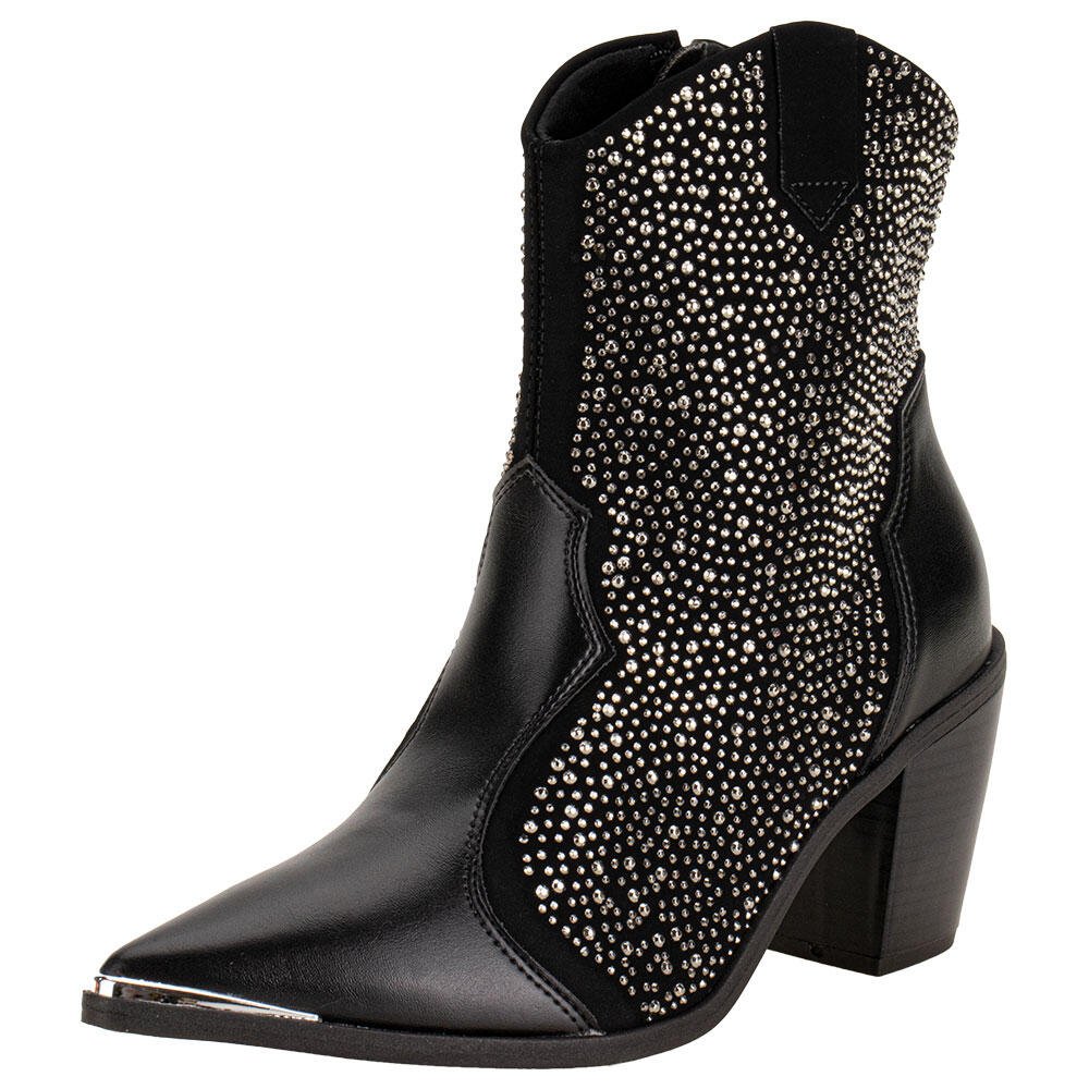 BOTA FEMININA COUNTRY CANO BAIXO VIZZANO 3070111 Preto/Prata 1