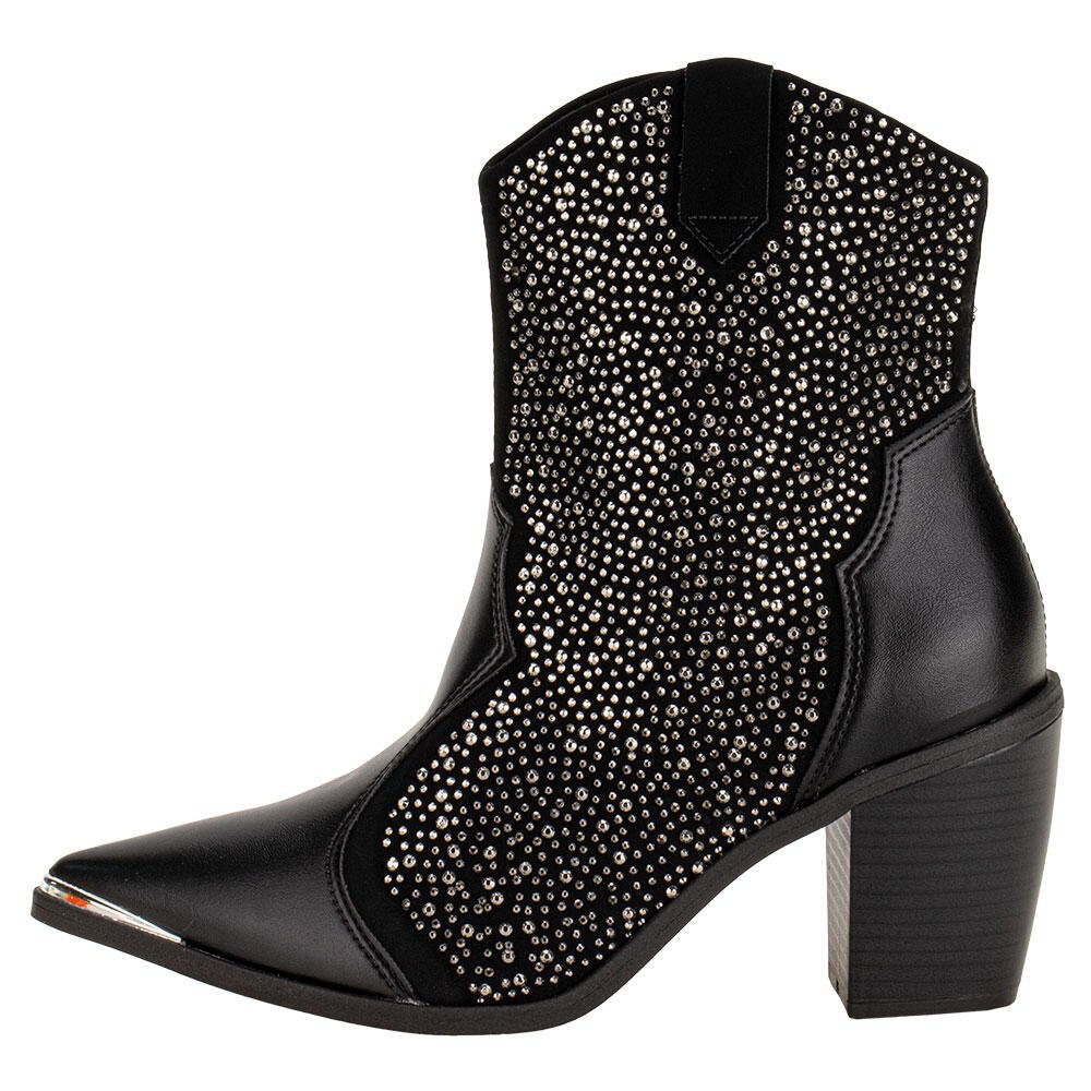 BOTA FEMININA COUNTRY CANO BAIXO VIZZANO 3070111 Preto/Prata 2
