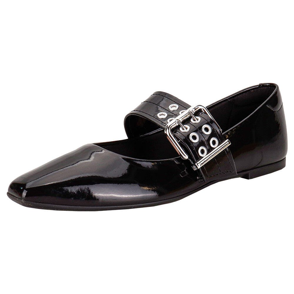 SAPATILHA FEMININA FLAT MOLECA 5821103 Verniz/Preto 1