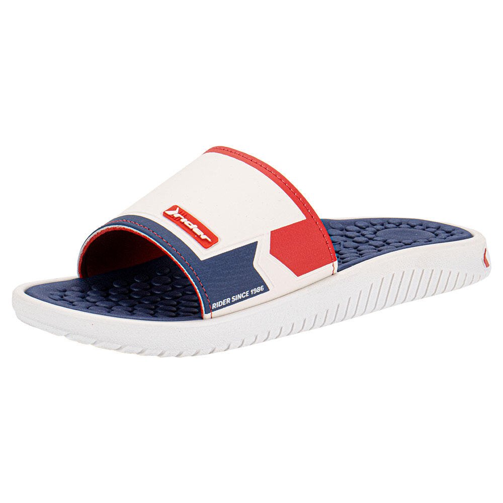CHINELO MASCULINO SLIDE PUMP II RIDER 12424 Branco/Azul 2