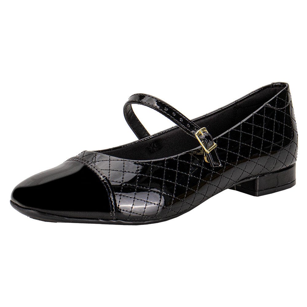 SAPATO FEMININO SALTO GROSSO BEIRA RIO 4318103 Verniz/Preto 1