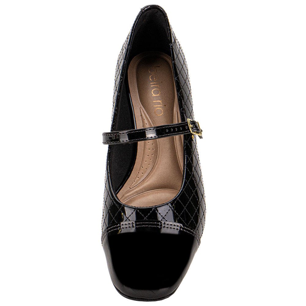 SAPATO FEMININO SALTO GROSSO BEIRA RIO 4318103 Verniz/Preto 5