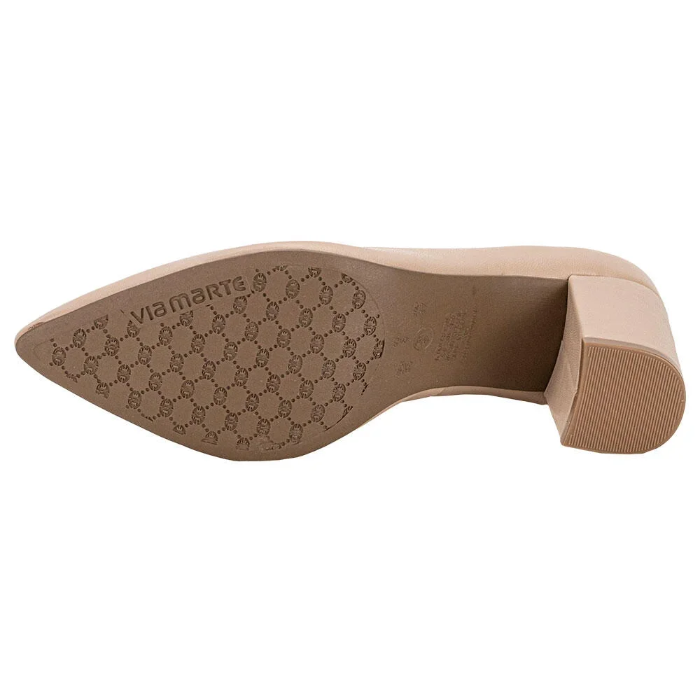 SAPATO FEMININO SALTO GROSSO VIA MARTE 028008 Bege 3