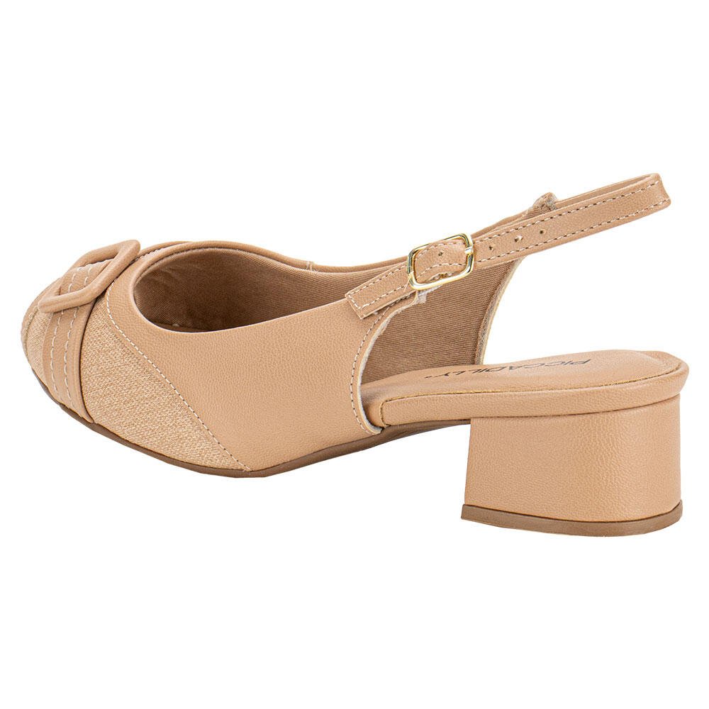 PEEP TOE FEMININO SALTO GROSSO PICCADILLY 114155 Bege 3