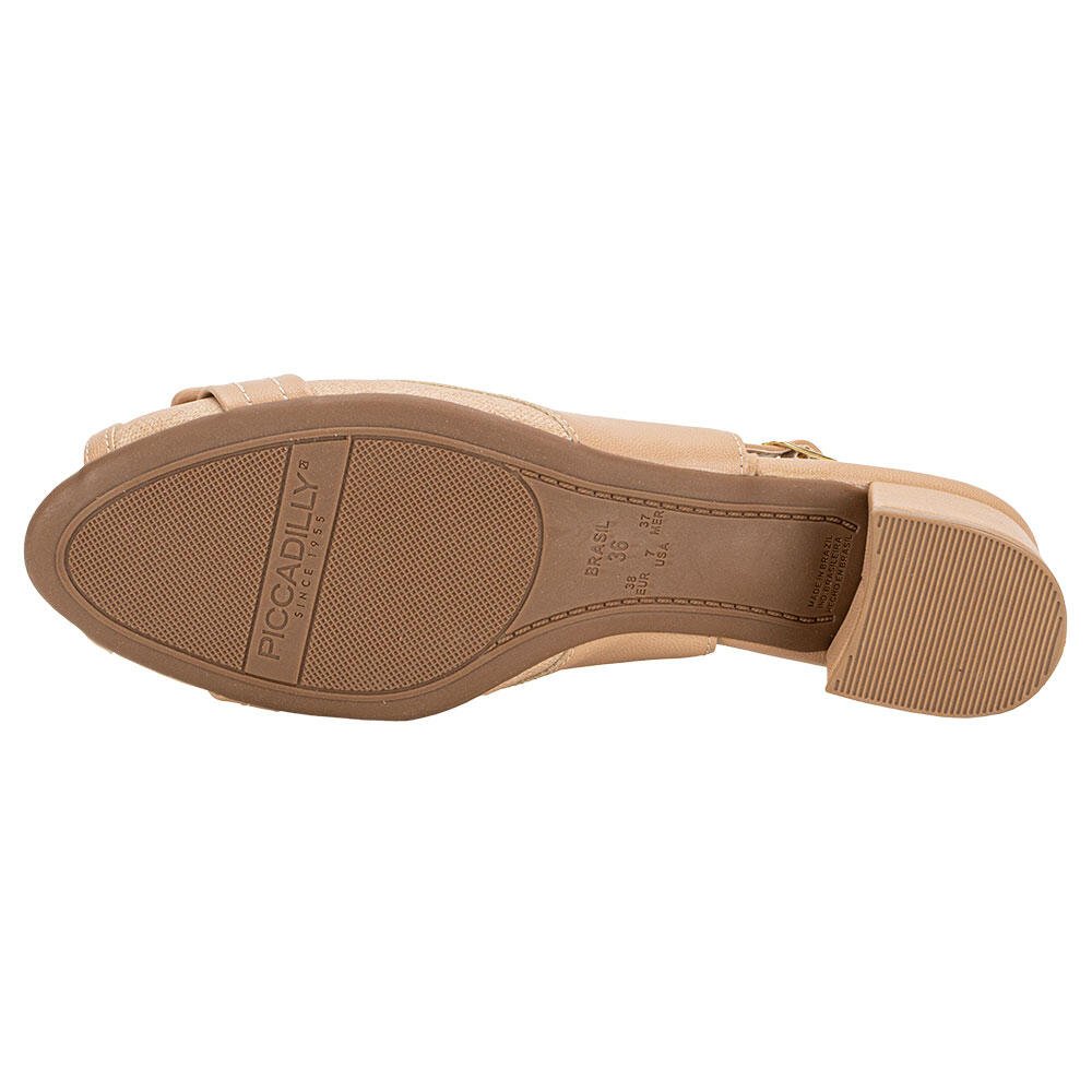 PEEP TOE FEMININO SALTO GROSSO PICCADILLY 114155 Bege 4