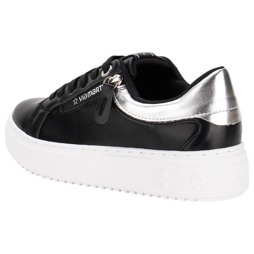 TÊNIS FEMININO CASUAL VIA MARTE 206001 Preto/Prata 3