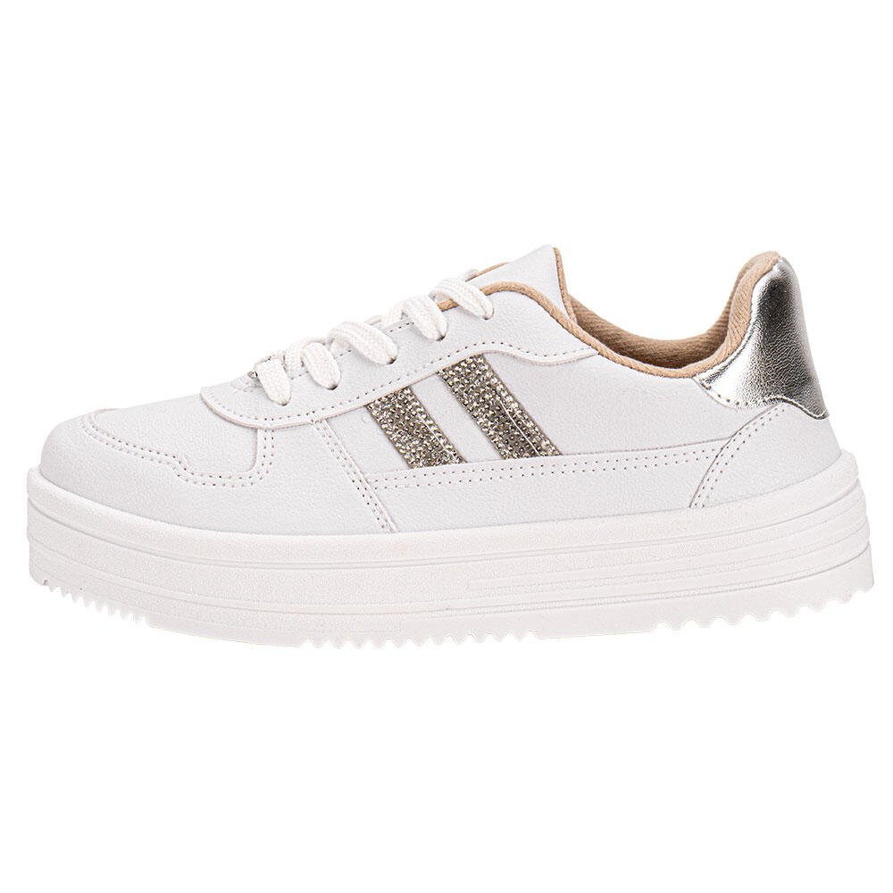 TÊNIS FEMININO CASUAL MOLECA 5782315 Branco/Prata 2