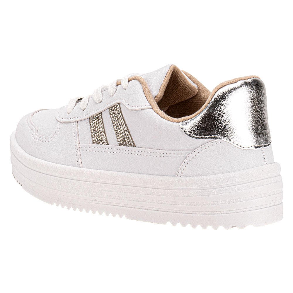 TÊNIS FEMININO CASUAL MOLECA 5782315 Branco/Prata 3