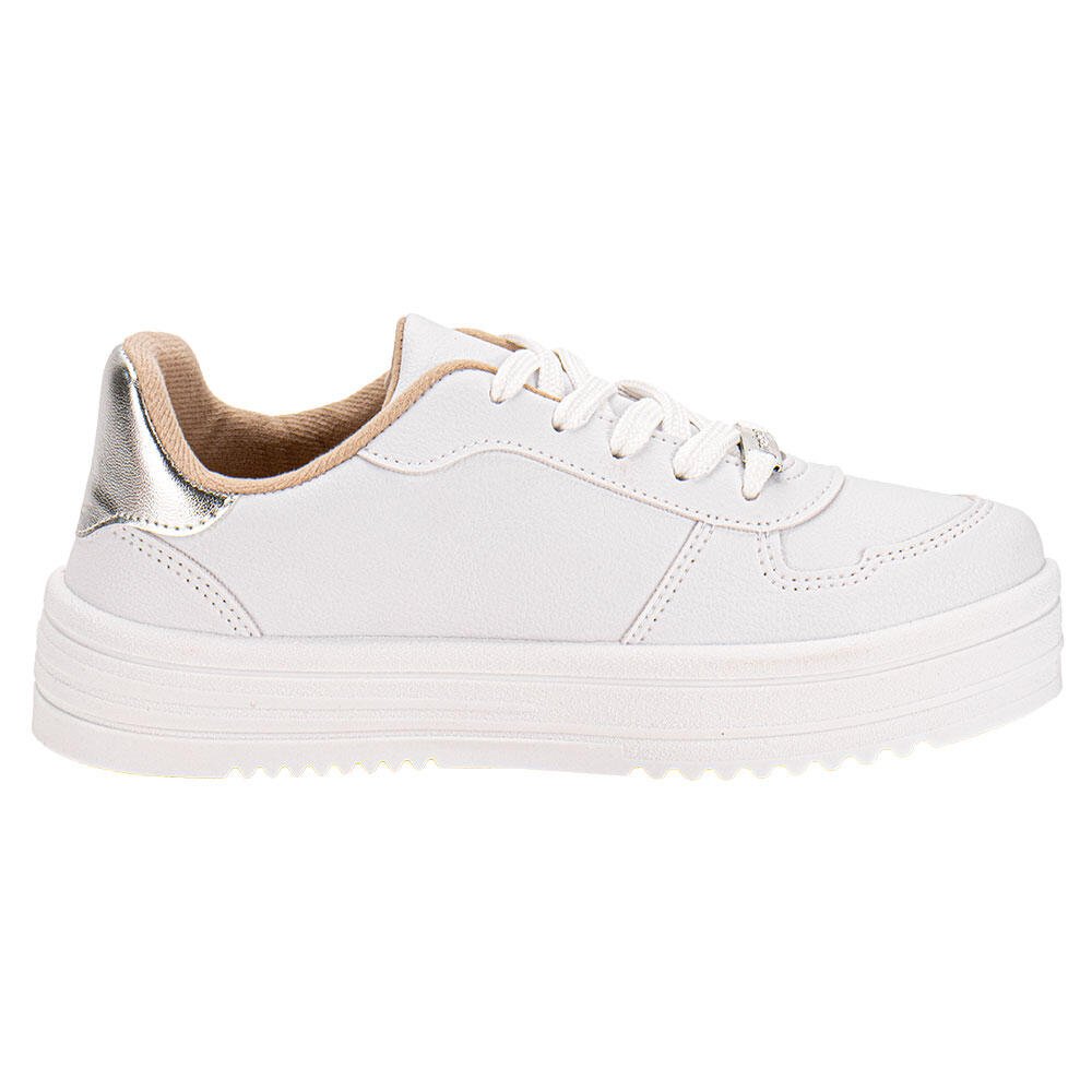 TÊNIS FEMININO CASUAL MOLECA 5782315 Branco/Prata 5