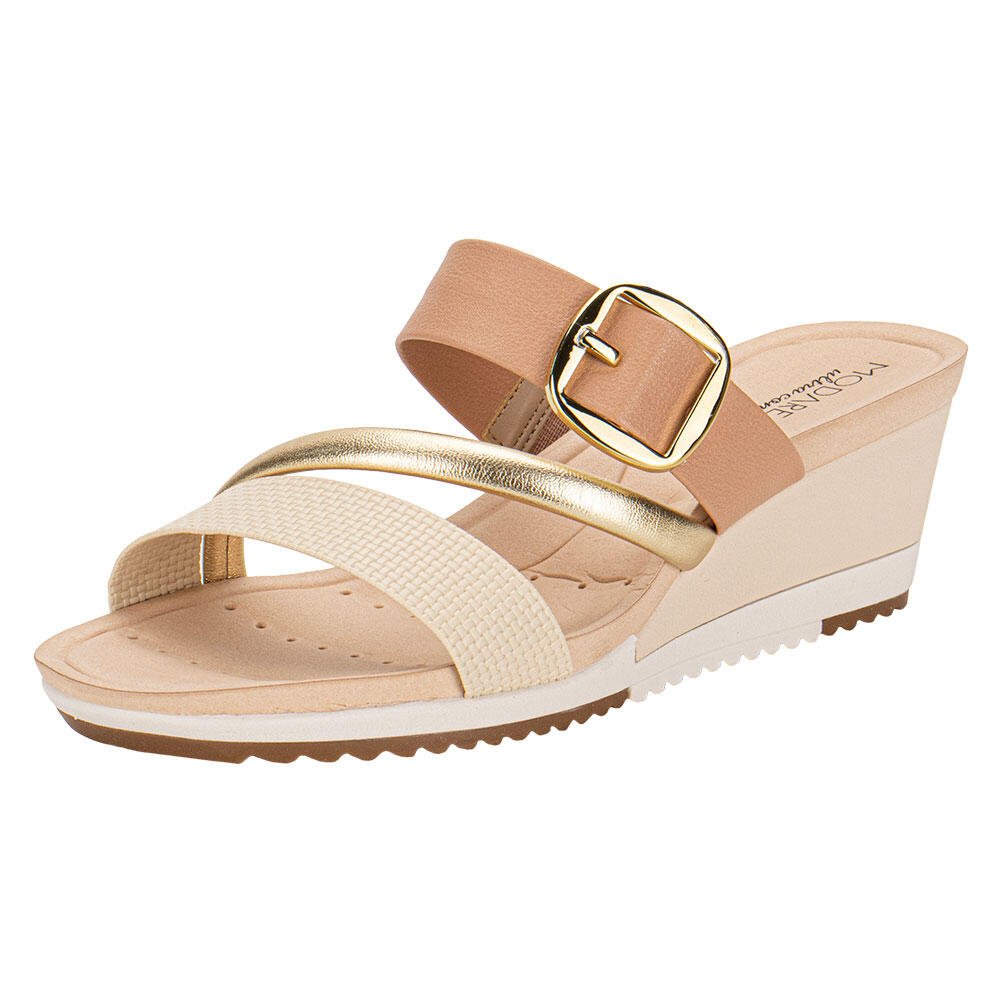 TAMANCO FEMININO ANABELA MODARE 7123152 Bege/Ouro 1