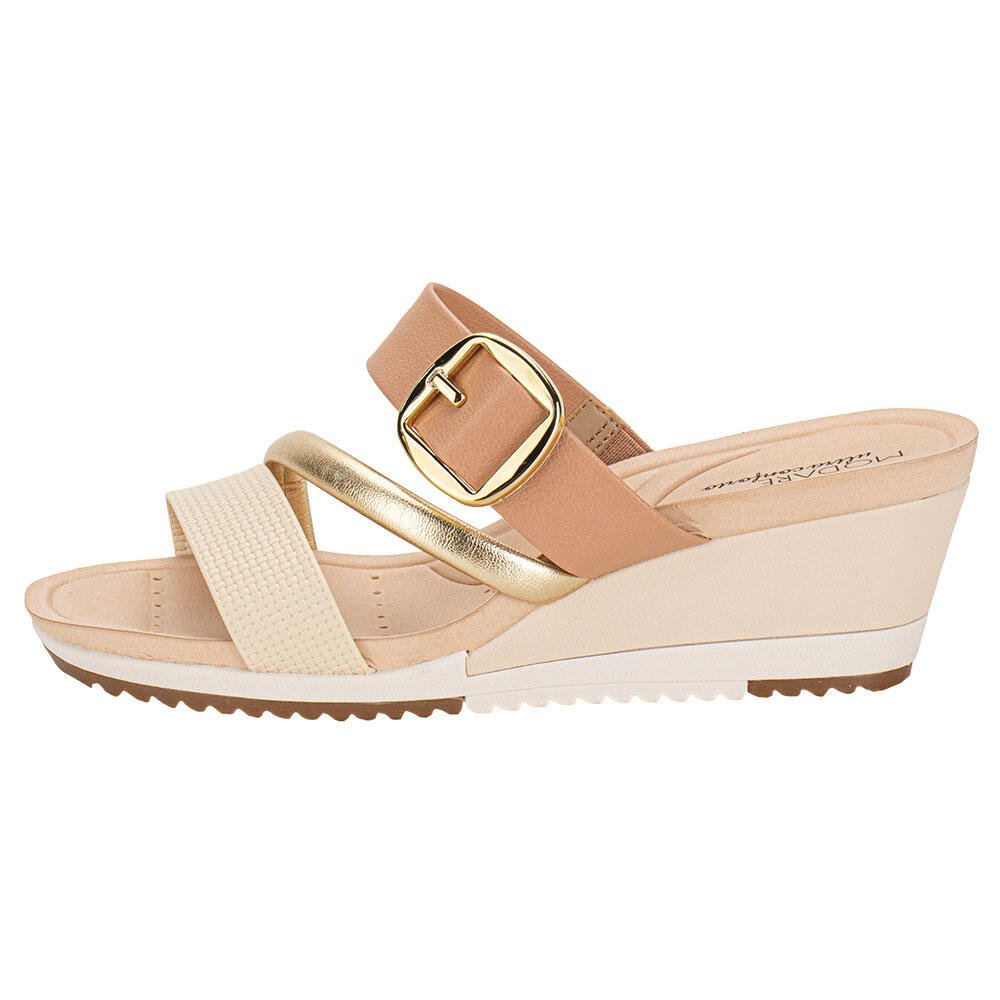 TAMANCO FEMININO ANABELA MODARE 7123152 Bege/Ouro 2