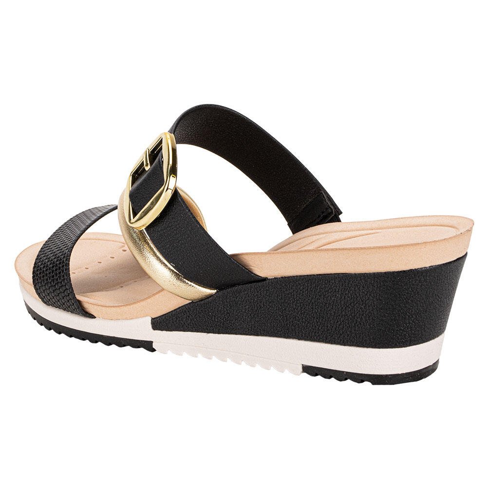 TAMANCO FEMININO ANABELA MODARE 7123152 Preto/Dourado 3