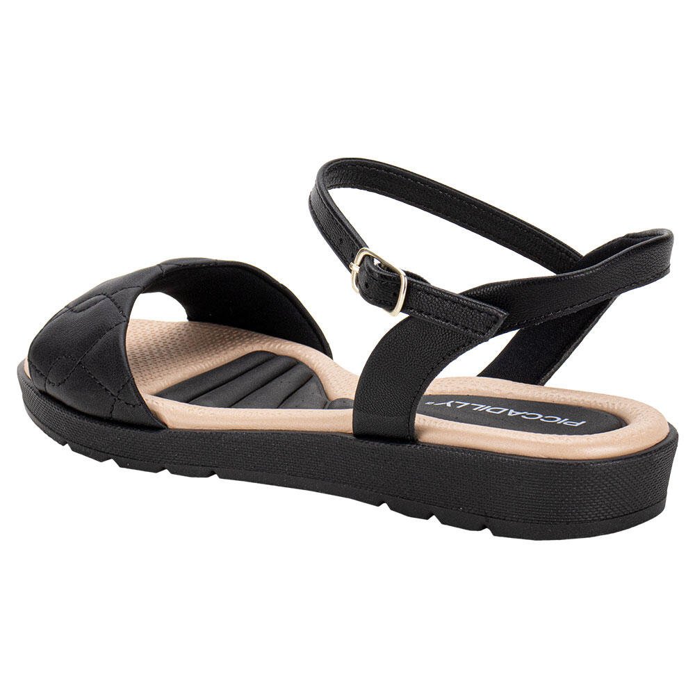SANDÁLIA FEMININA FLAT PICCADILLY 410036 Preto 3
