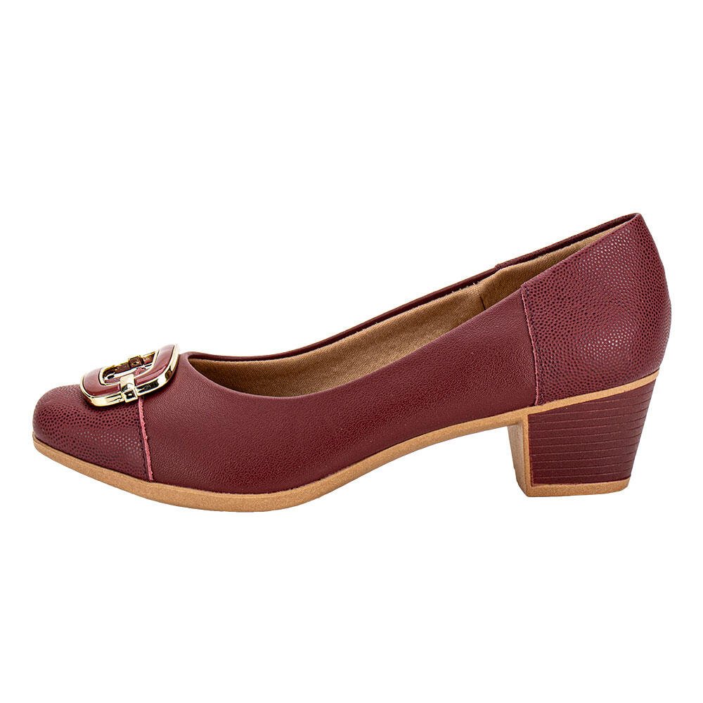 SAPATO FEMININO SALTO GROSSO USAFLEX MM1502 Vinho 2
