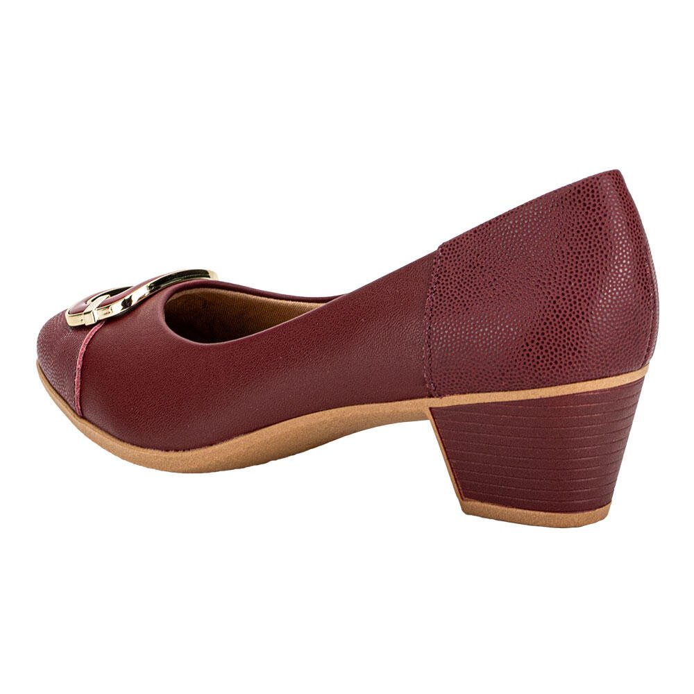 SAPATO FEMININO SALTO GROSSO USAFLEX MM1502 Vinho 3