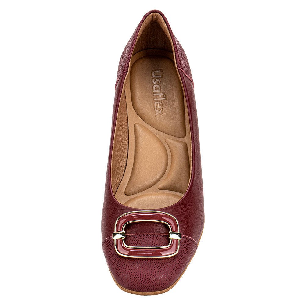 SAPATO FEMININO SALTO GROSSO USAFLEX MM1502 Vinho 5