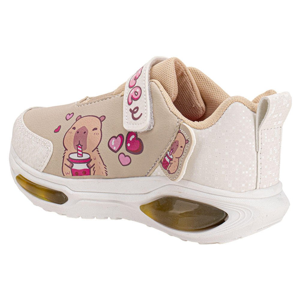 TÊNIS INFANTIL CAPIVARA LED MINIPÉ MP2530 Bege 3